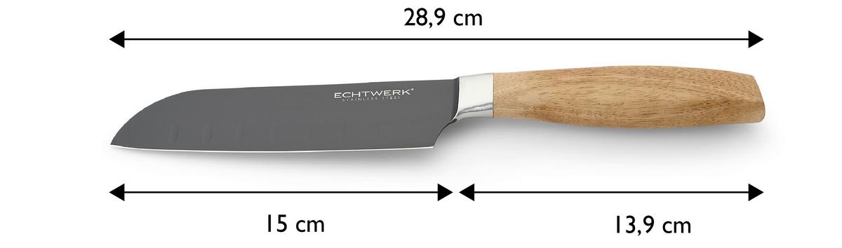 Santokumesser Rosenholz/ Schwarz Klinge: 15 cm - Schwarz, Basics, Metall (15cm) - Echtwerk