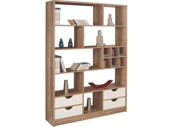Polc Meggy - tölgy színű/fehér, modern, fa (140/184/32cm) Polc Meggy - tölgy színű/fehér, modern, fa (140/184/32cm)