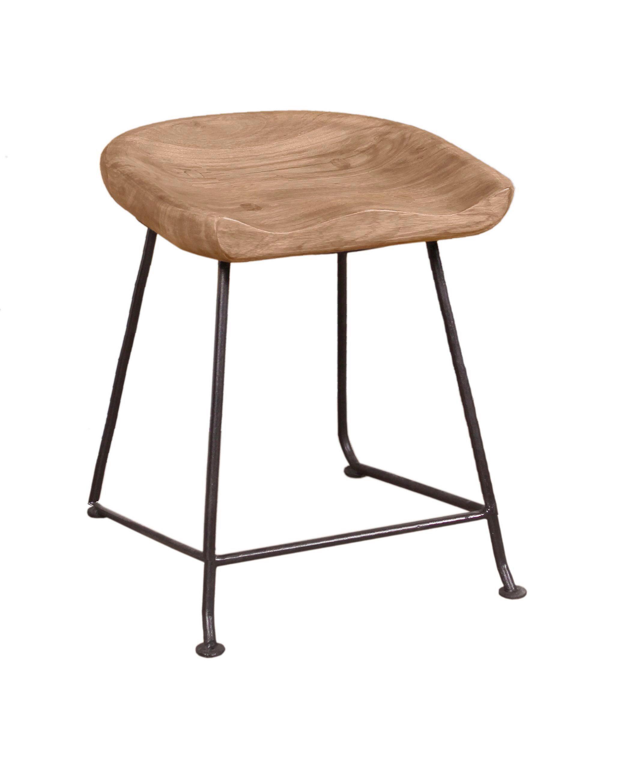 HOCKER Naturfarben/Schwarz B: 42cm - Schwarz/Naturfarben, Design, Holz/Metall (42/48/38cm) - MID.YOU