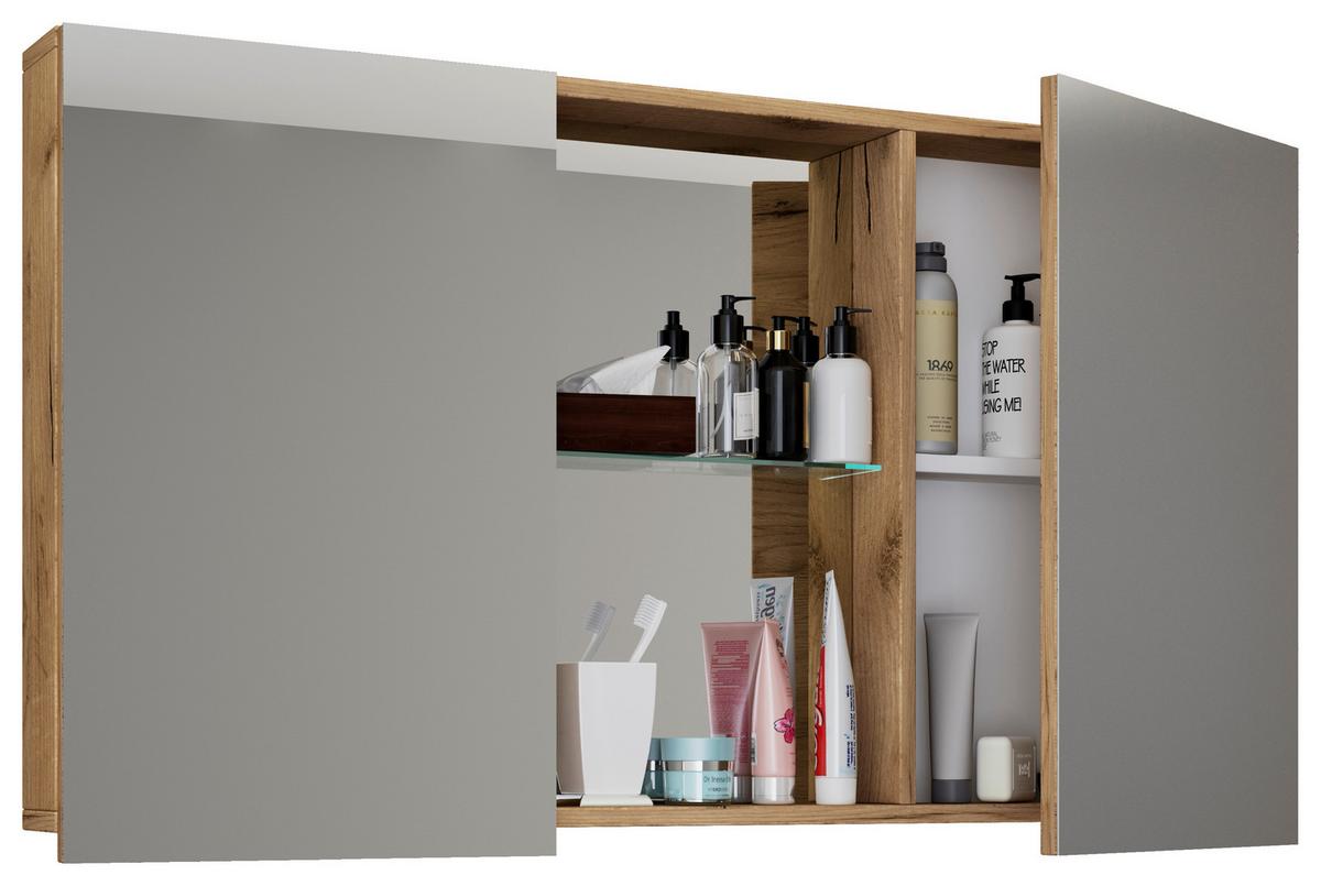 Spiegelschrank Budasi Honigeiche B: 112 cm - Honigeiche, MODERN, Holzwerkstoff (112/59/12cm) - MID.YOU