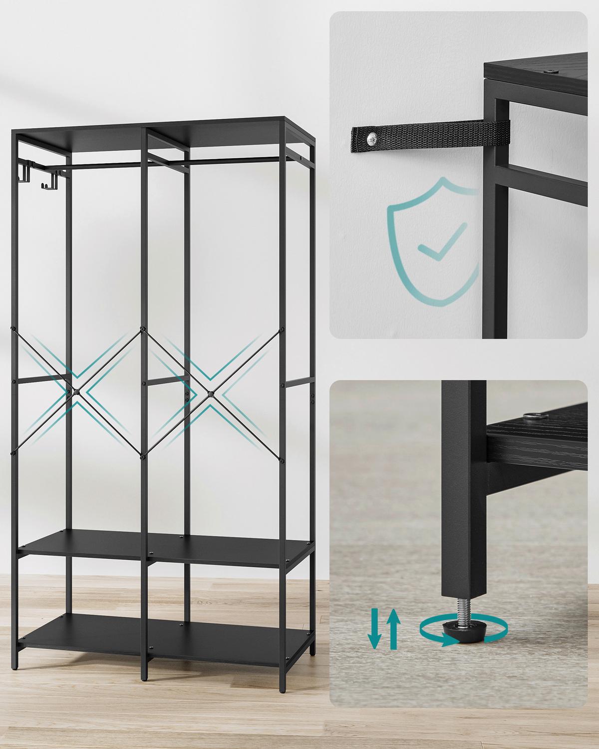 Kleiderschrank Schwarz B: 94,5cm - Schwarz, Basics, Holzwerkstoff/Metall (94,5/180/40cm)