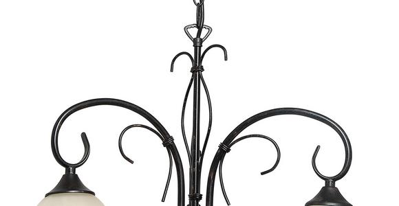 Hängeleuchte Olga H: 115 Cm 3-Flammig Mit Glasschirmen - Rostfarben/Weiß, ROMANTIK / LANDHAUS, Glas/Metall (55/115cm) - James Wood