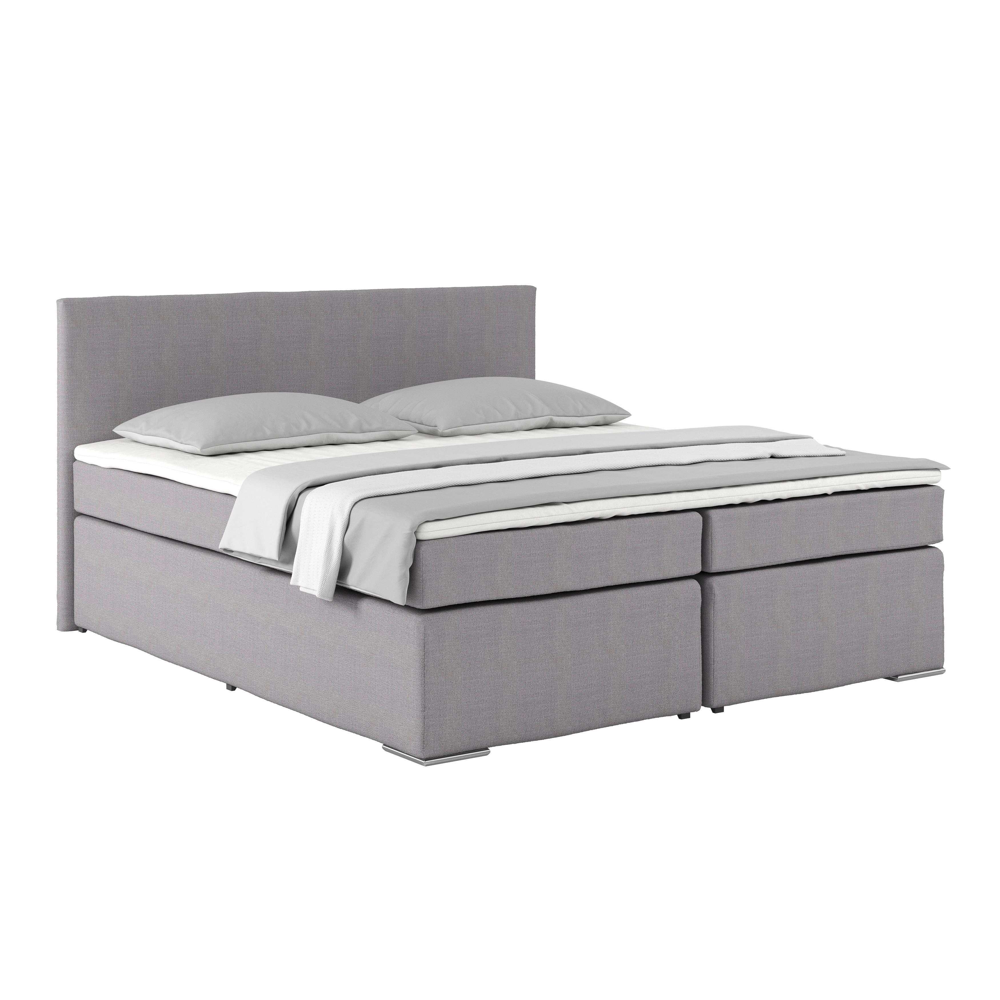 Postel Boxspring Nero Pl: 180/200cm, Šedá - šedá/barvy chromu, Konvenční, kov/textil (180/200cm)