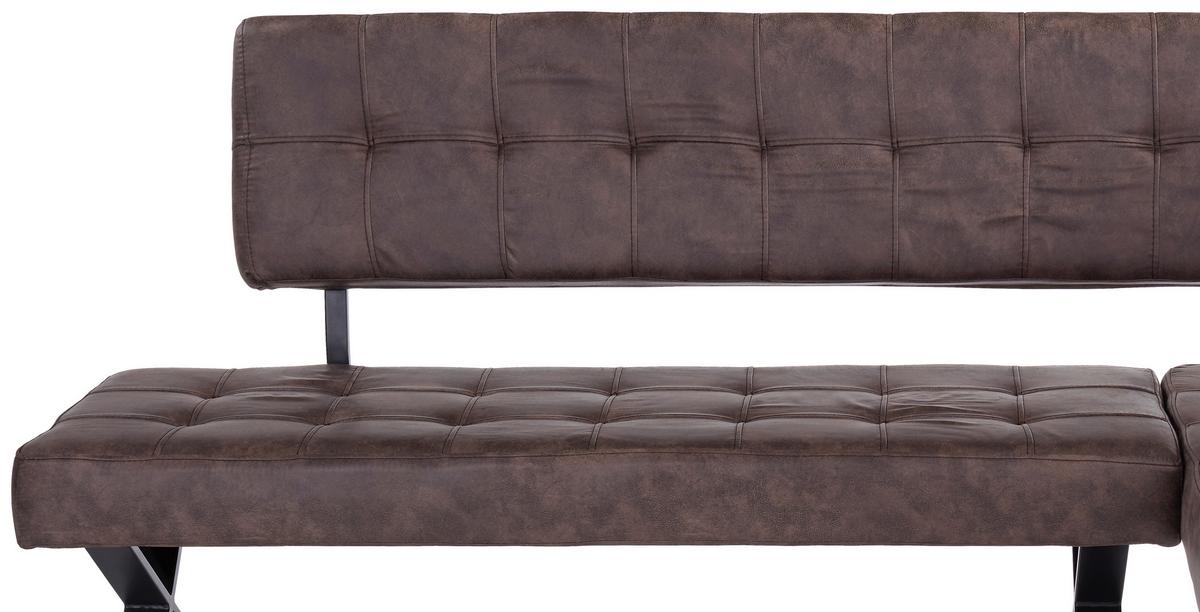 Eckbank Vintage Braun Lederlook Donna 200x150 Cm - Anthrazit/Braun, MODERN, Textil/Metall (200/150cm)