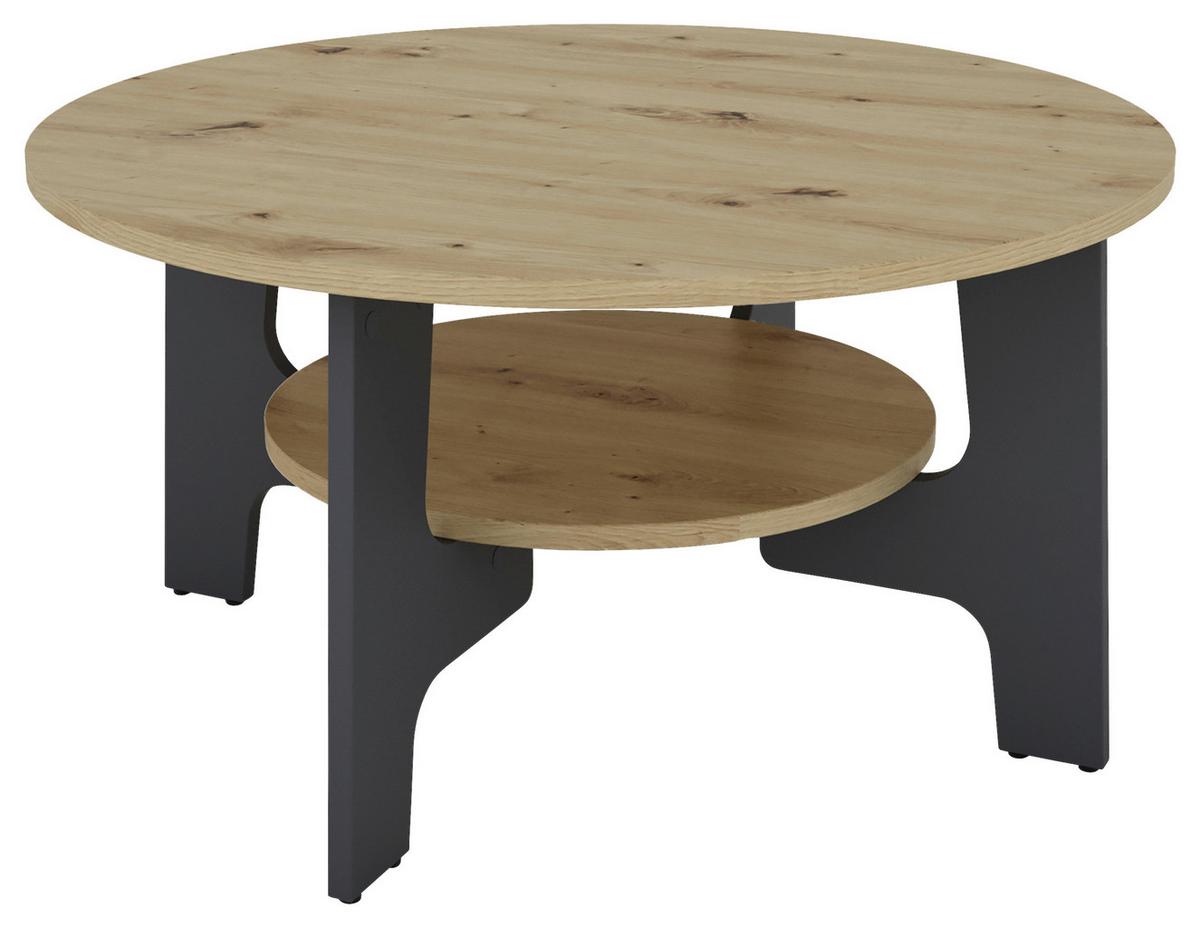 Couchtisch Jonny Anthrazit/eiche Artisan - Anthrazit/Eiche Artisan, LIFESTYLE, Holzwerkstoff (80/42,5/80cm) - MID.YOU