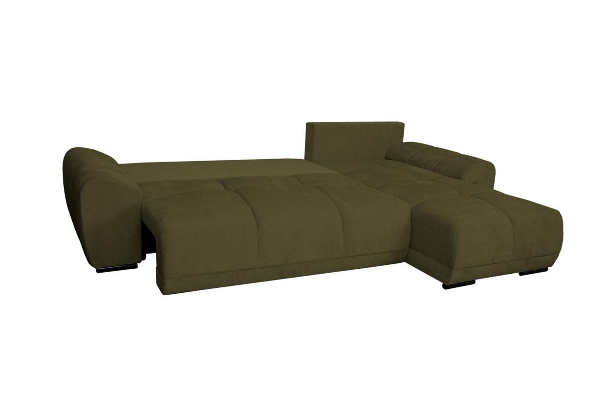 Rohová sedačka BONN, oboustranná, olivová žinylka - černá/olivově zelená, Moderní, textil/plast (296/182cm)