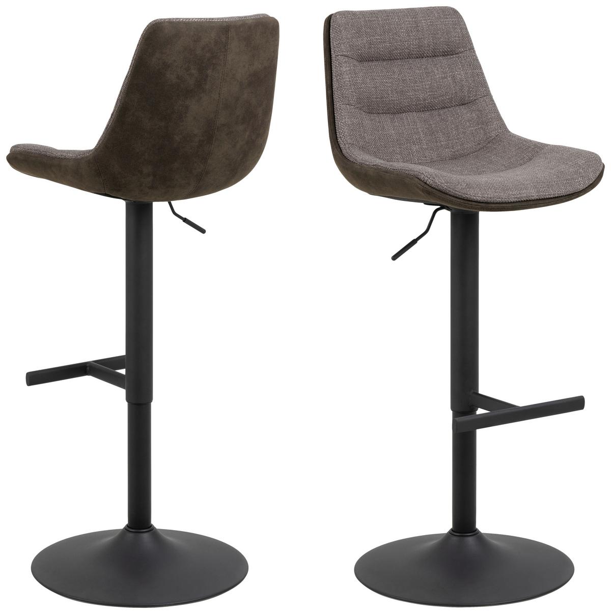 Barhocker Adisa - Anthrazit/Graubraun, Design, Textil/Metall (47/95/52,5cm) - MID.YOU