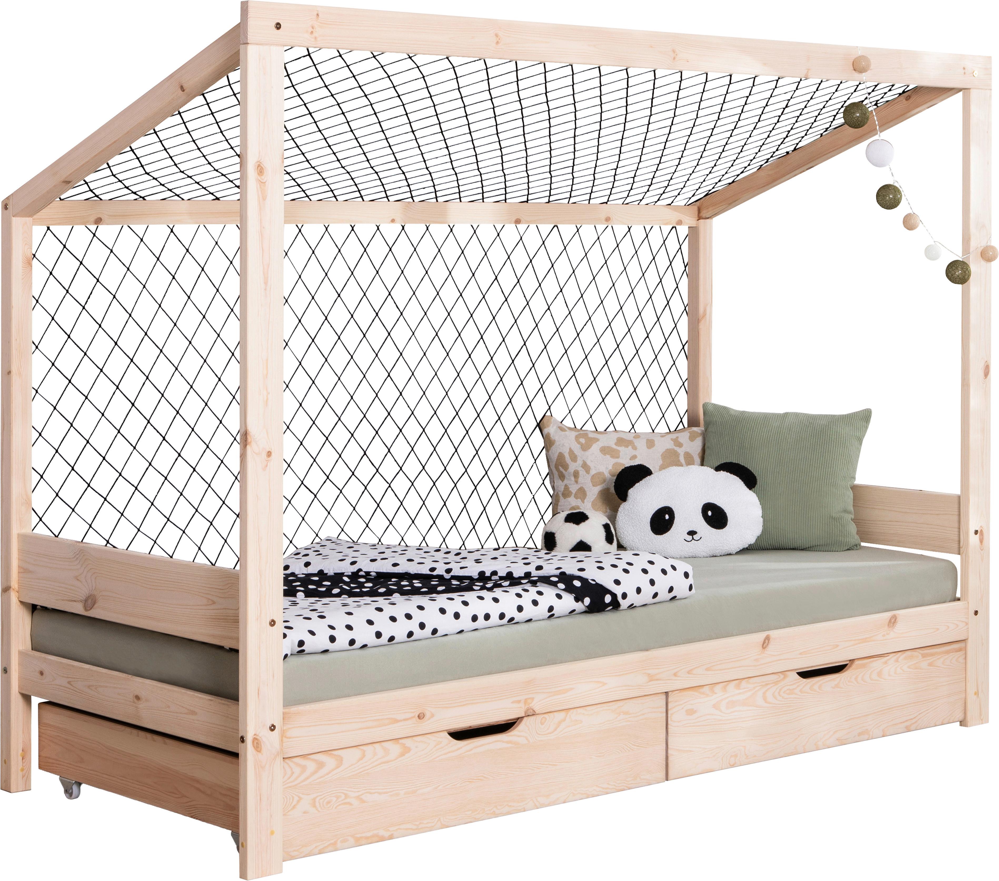 Bodenbett mit Bettkasten 90x200 cm Naturfarben - Naturfarben, MODERN, Holz (90/200cm) - MID.YOU