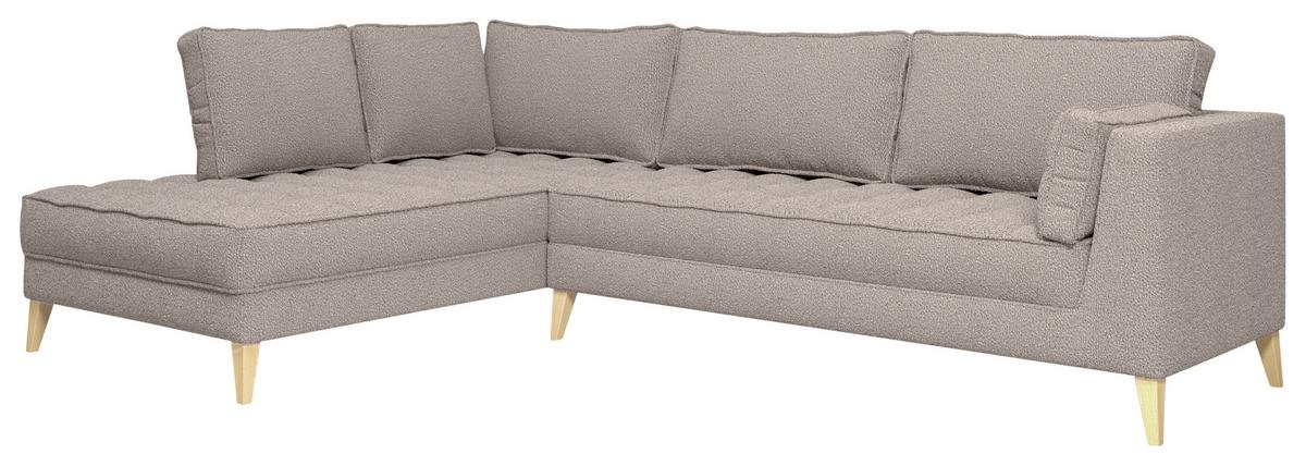 Rohová sedačka DOTI, levá, šedohnědá - přírodní barvy/šedohnědá, Design, kompozitní dřevo/textil (204/310cm) - MID.YOU