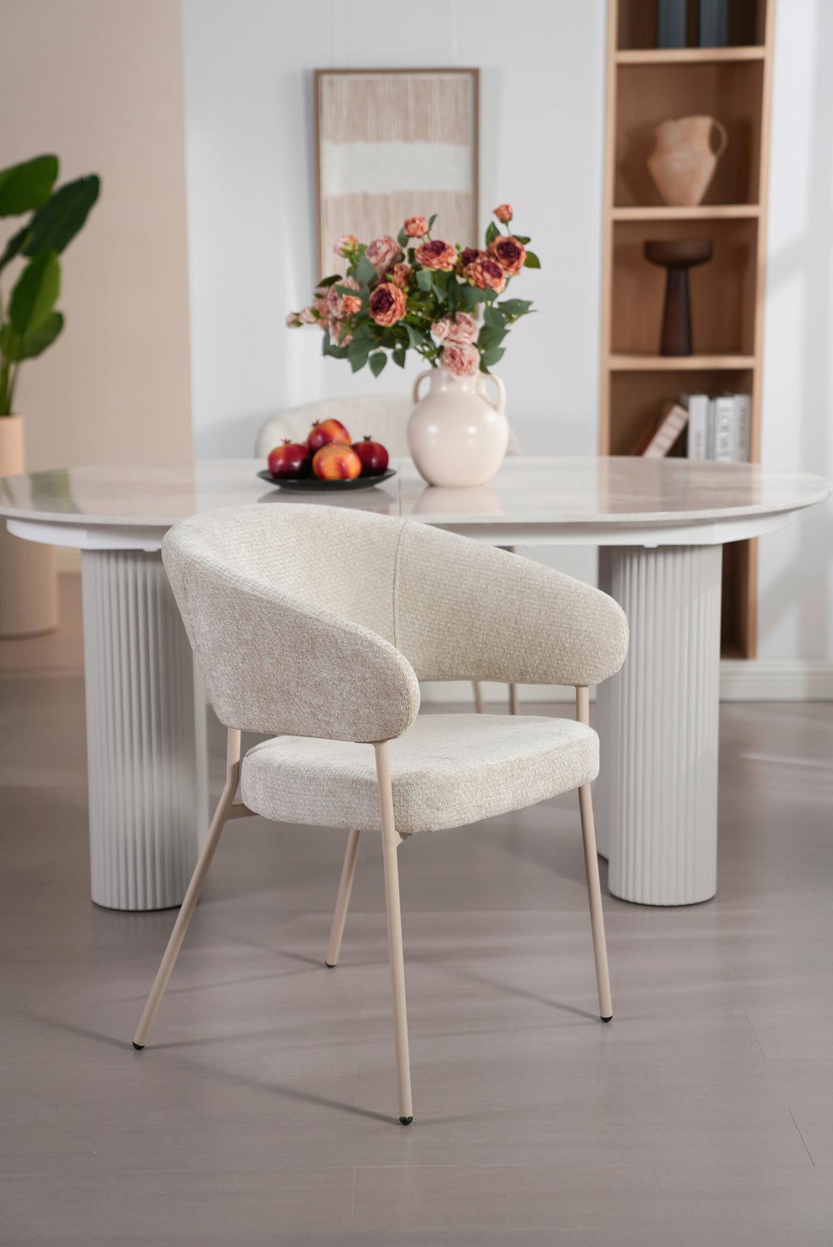 Armlehnstuhl Amira Chenille Beige, B: 60 Cm - Beige, LIFESTYLE, Holz/Textil (60/81/60cm) - Livetastic