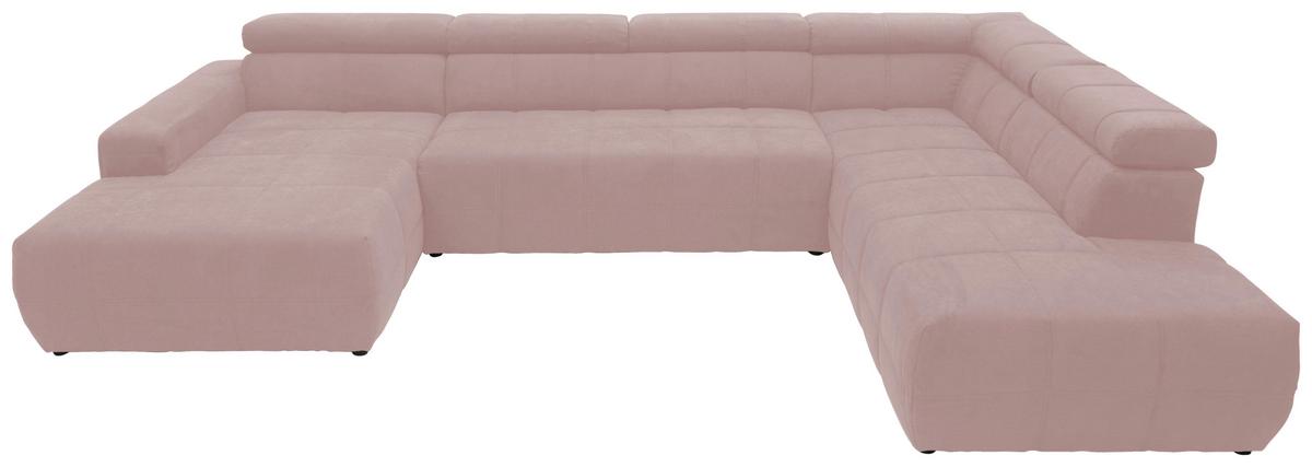 Wohnlandschaft Brandon Kopfteilverstellung Pink - Schwarz/Rosa, Design, Textil (175/359/228cm) - MID.YOU