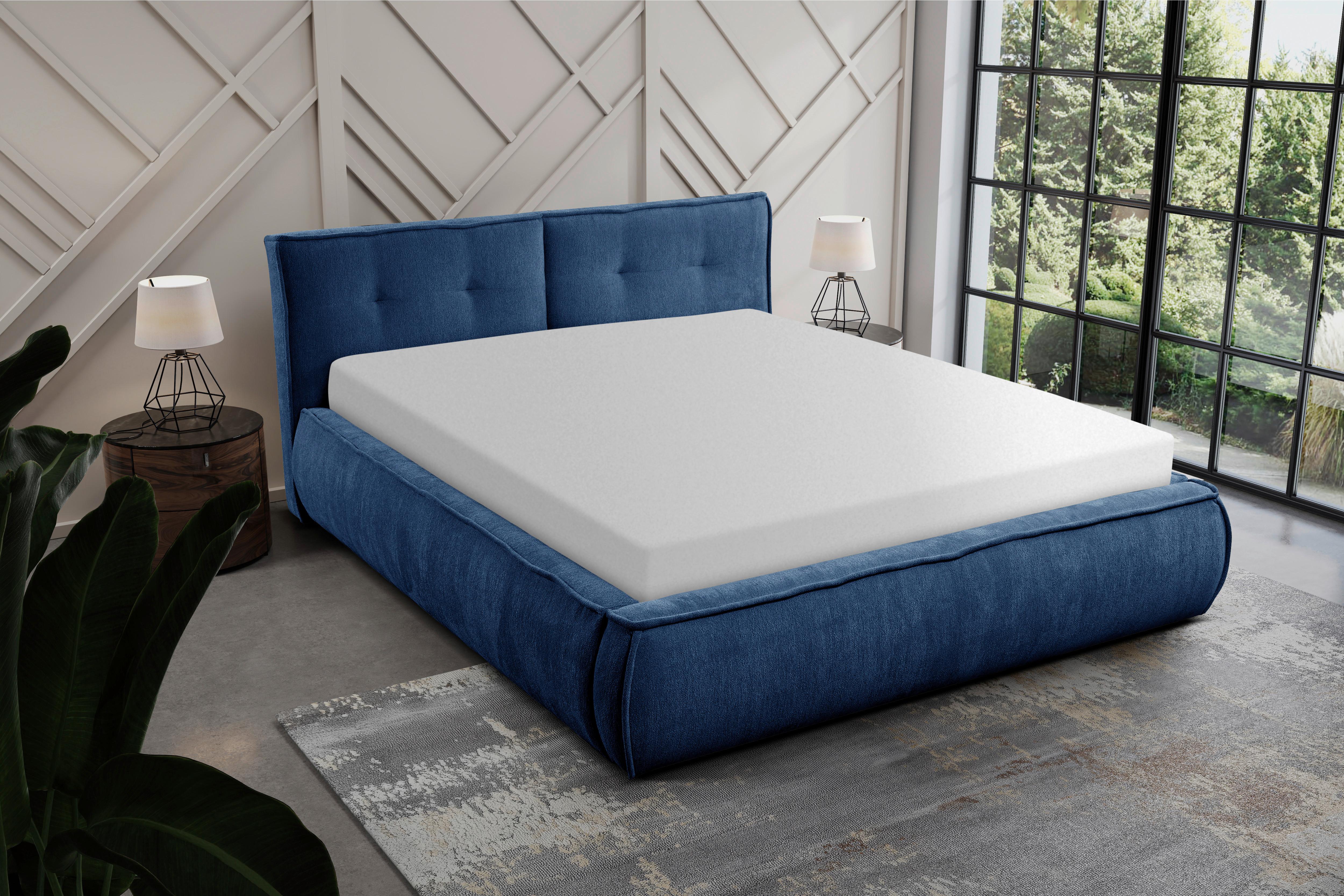 Polsterbett Mit Lattenrost 160x200 Cm Lacjo Blau - Blau/Beige, LIFESTYLE, Holz/Holzwerkstoff (160/200cm) - Livetastic