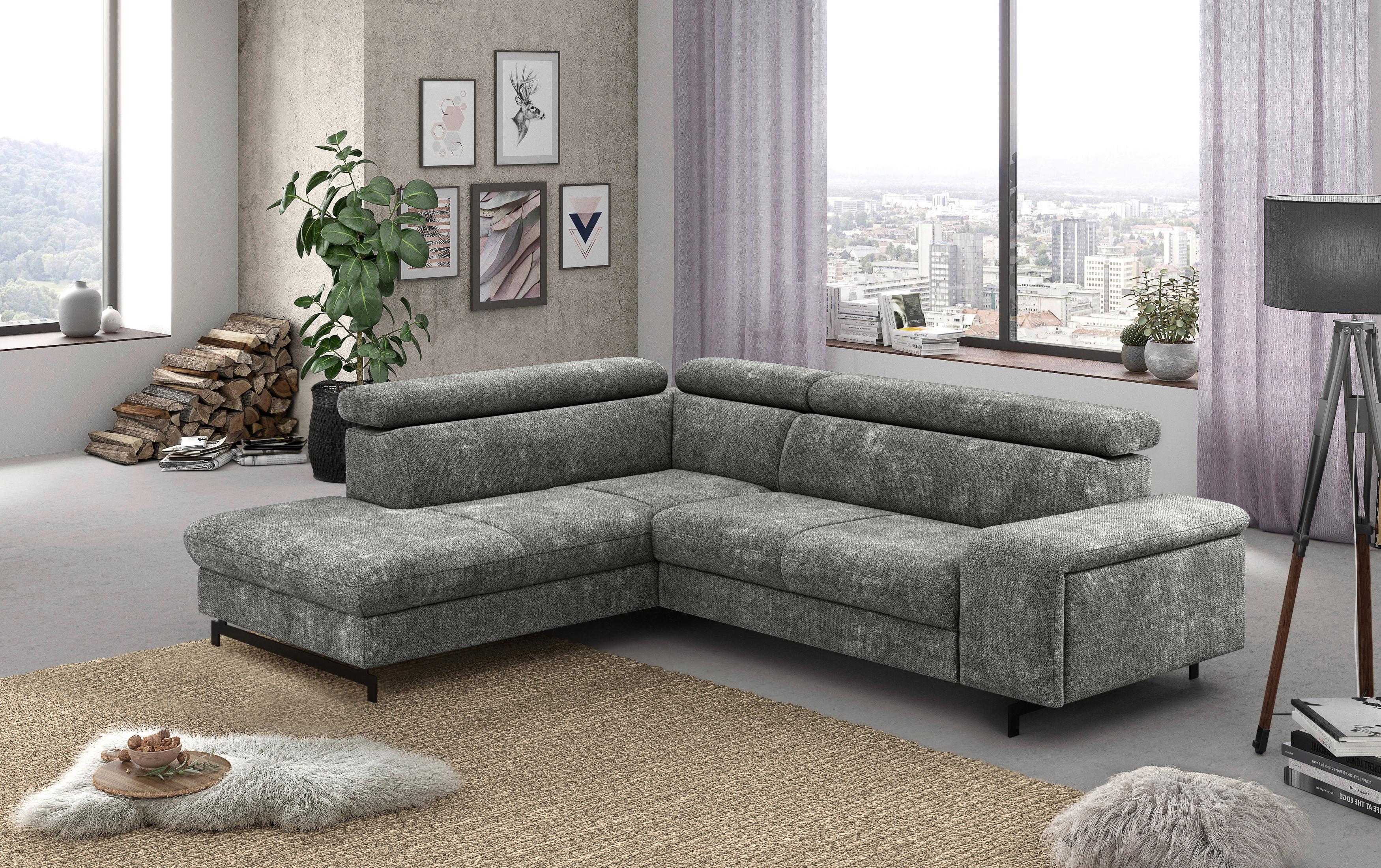 Ecksofa Mit Bettkasten Emma Grau 215x262 Cm - Schwarz/Grau, Textil (215/262cm) - MID.YOU