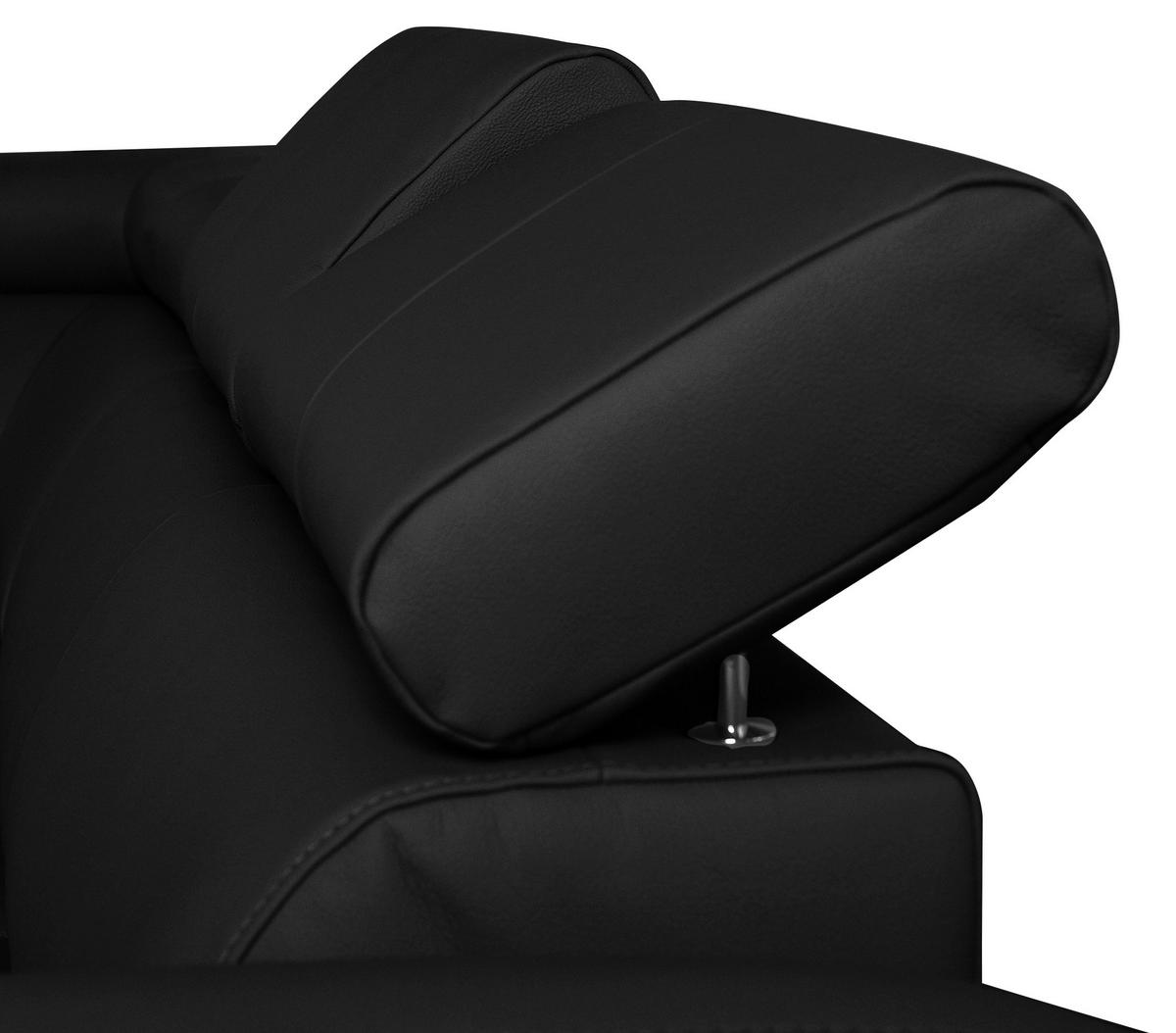 Wohnlandschaft Aspen Schwarz U-Form: 208 cm - Chromfarben/Schwarz, Design, Leder/Textil (208/315/175cm) - Livetastic