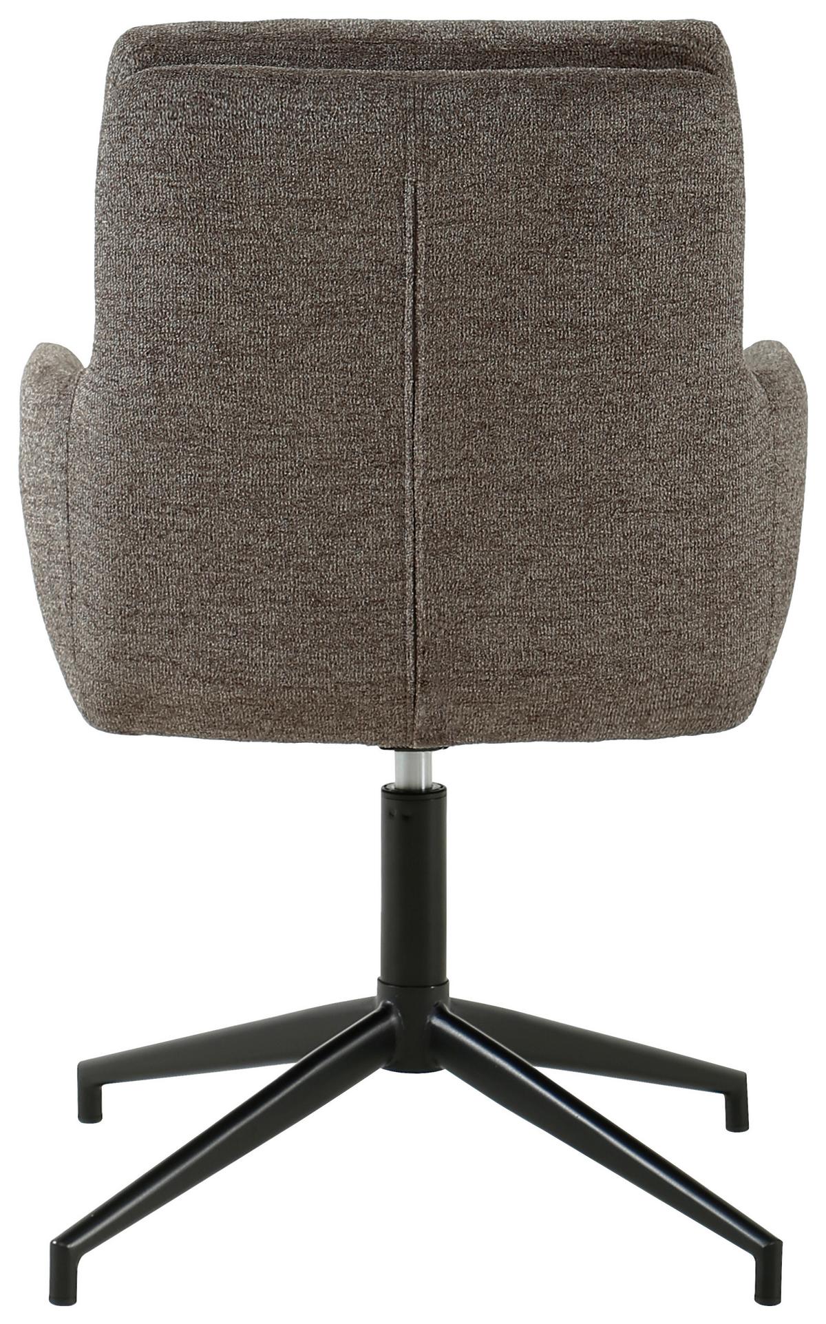 Armlehnstuhl Patrice Braun, Sitzfl. 360° drehbar - Schwarz/Braun, Design, Holz/Textil (57/88/67cm) - MID.YOU