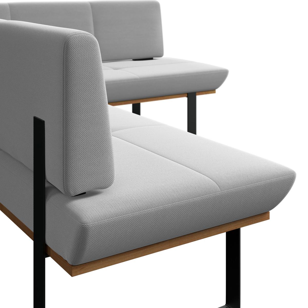 Eckbank Tristan Webstoff hellgrau, S:245x175cm - Hellgrau/Schwarz, MODERN, Holz/Textil (245/175cm) - James Wood