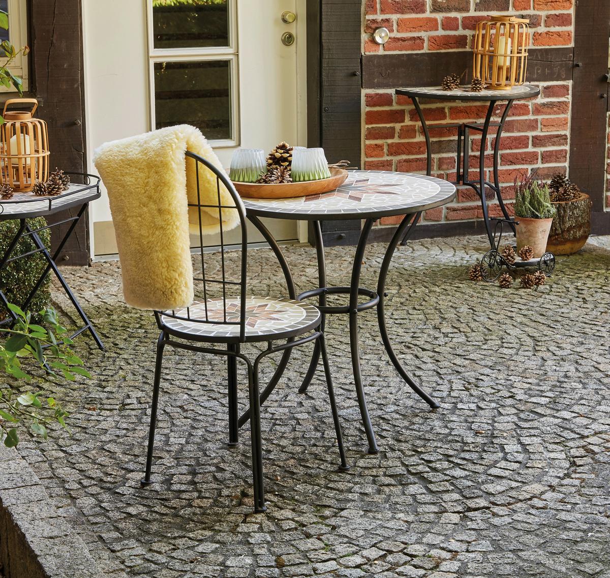 Gartentisch Keramik/Metall L 70 cm - Multicolor/Schwarz, MODERN, Keramik/Metall (70/35,5/71cm) - Siena Garden