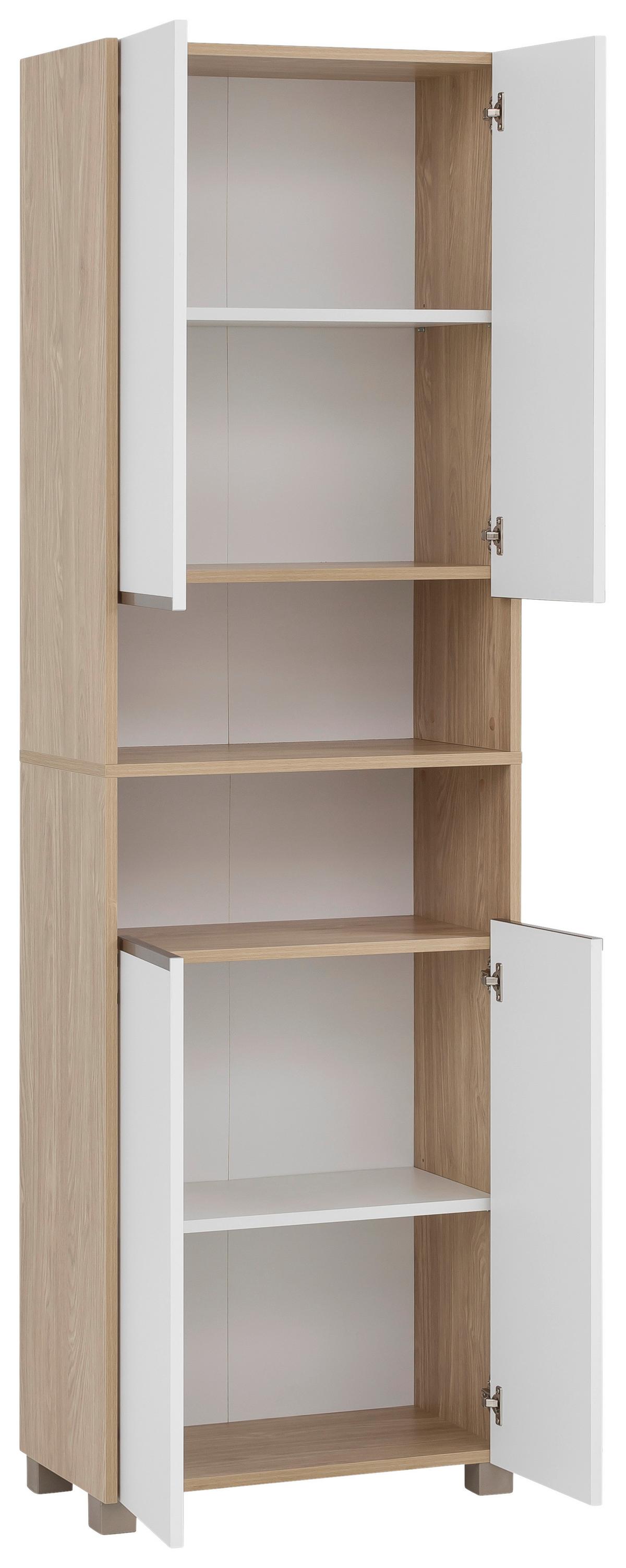 Hochschrank Juba H 570 - Eichefarben/Weiß, MODERN, Holzwerkstoff (57/186,5/33,1cm) - MID.YOU