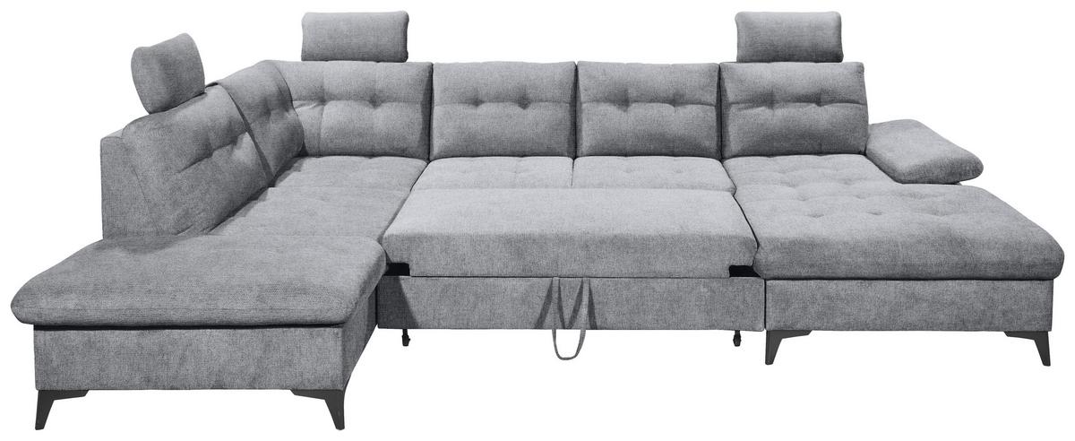 Sedacia súprava DURBAN U, ľavá, sivá - čierna/sivá, Konventionell, textil/plast (218/324/170cm) - MID.YOU