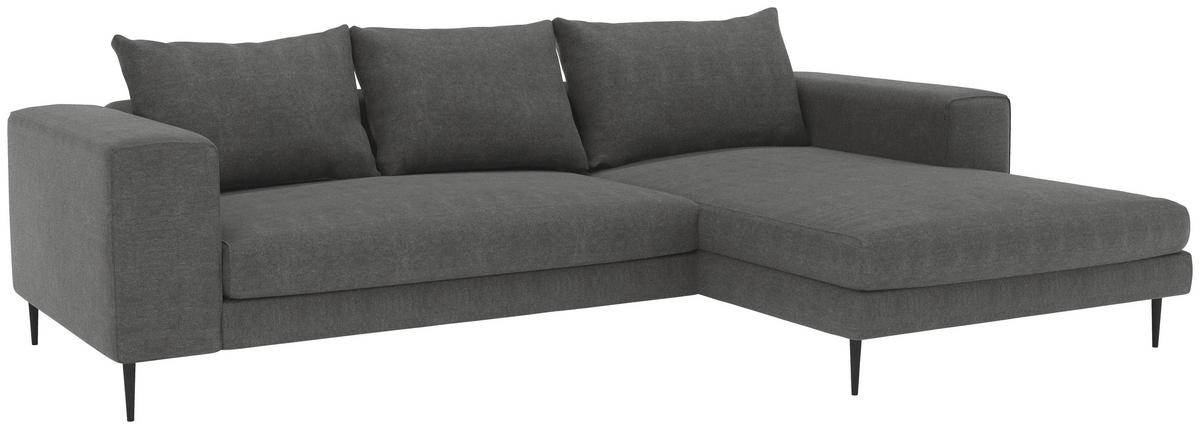 Ecksofa Aurora Ii - Dunkelgrau/Schwarz, MODERN, Textil (275/170cm) - Trendmanufaktur