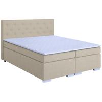 Boxspringbett mit Topper 180x200 Korfu - Chromfarben/Beige, Basics, Holzwerkstoff/Textil (180/200cm) - MID.YOU