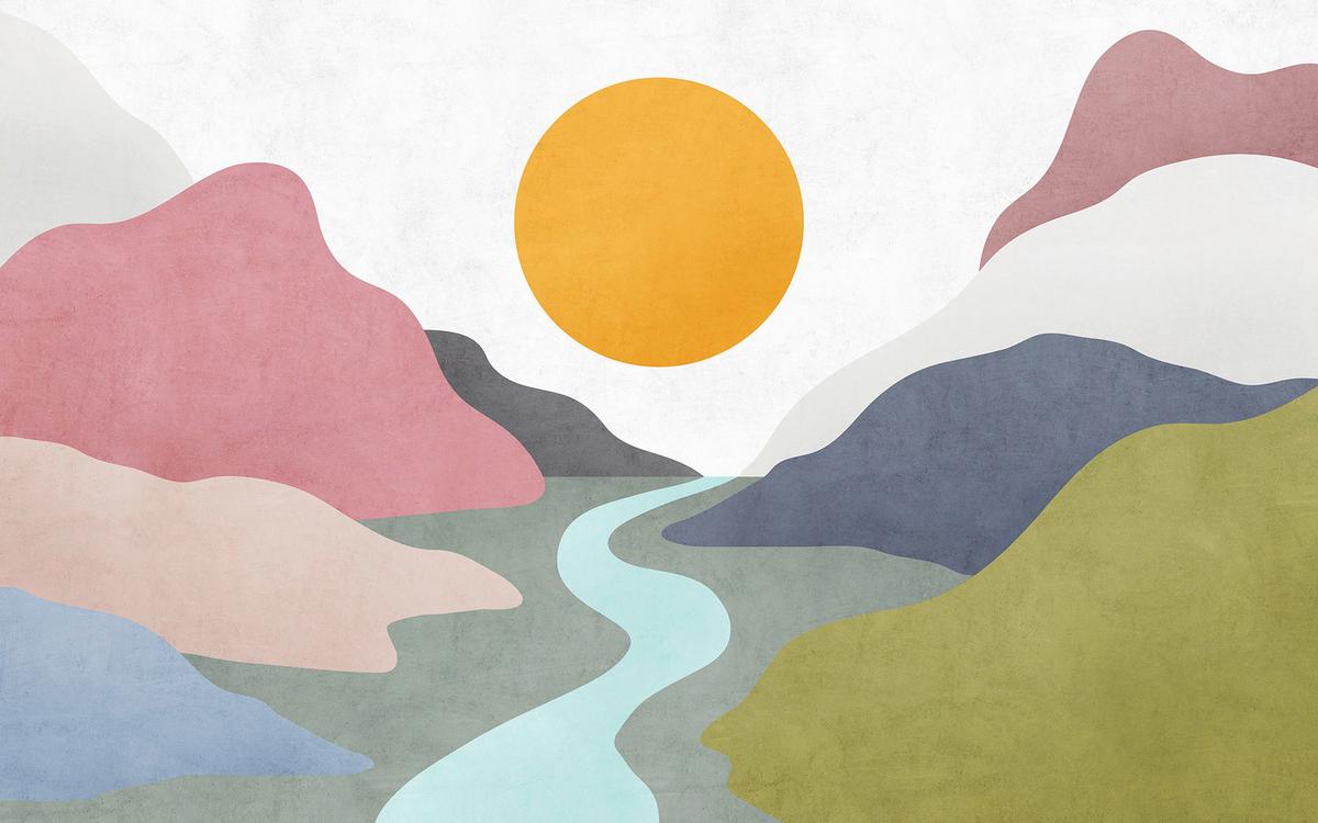 Vliestapete Velvety Valley - Multicolor, Basics (400/250cm) - Komar