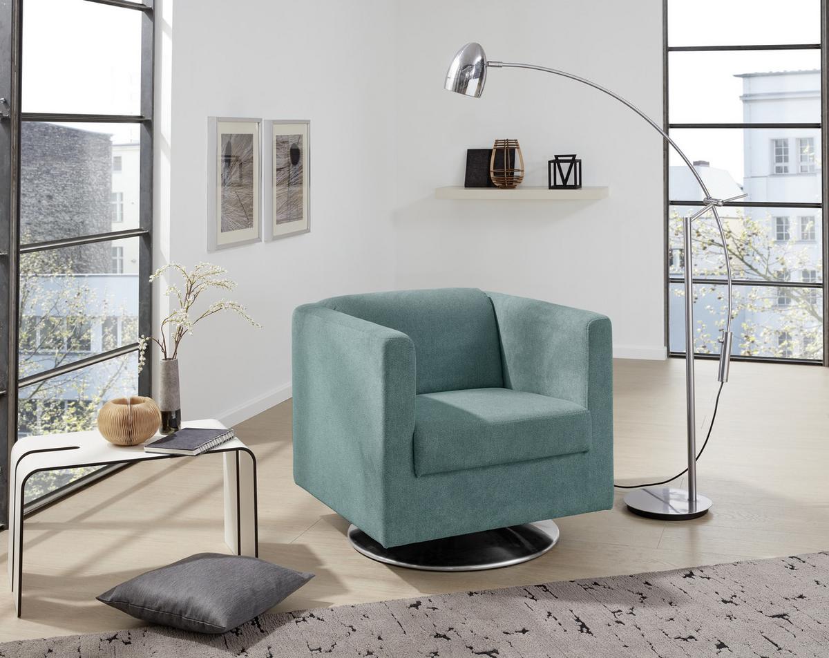 Designsessel Looks I - Chromfarben/Petrol, Design, Textil (72/71/75cm) - LOOKS by W.Joop
