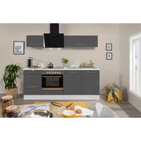 Küchenzeile mit Geräten 210 cm Grau/Weiß - Schwarz/Weiß, KONVENTIONELL, Holzwerkstoff (210cm) - Respekta