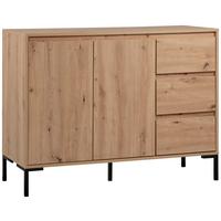 Kommode 120cm Korsika Eiche Artisan Dekor - Schwarz/Eiche Artisan, Design, Holzwerkstoff (120/87/40cm) - MID.YOU