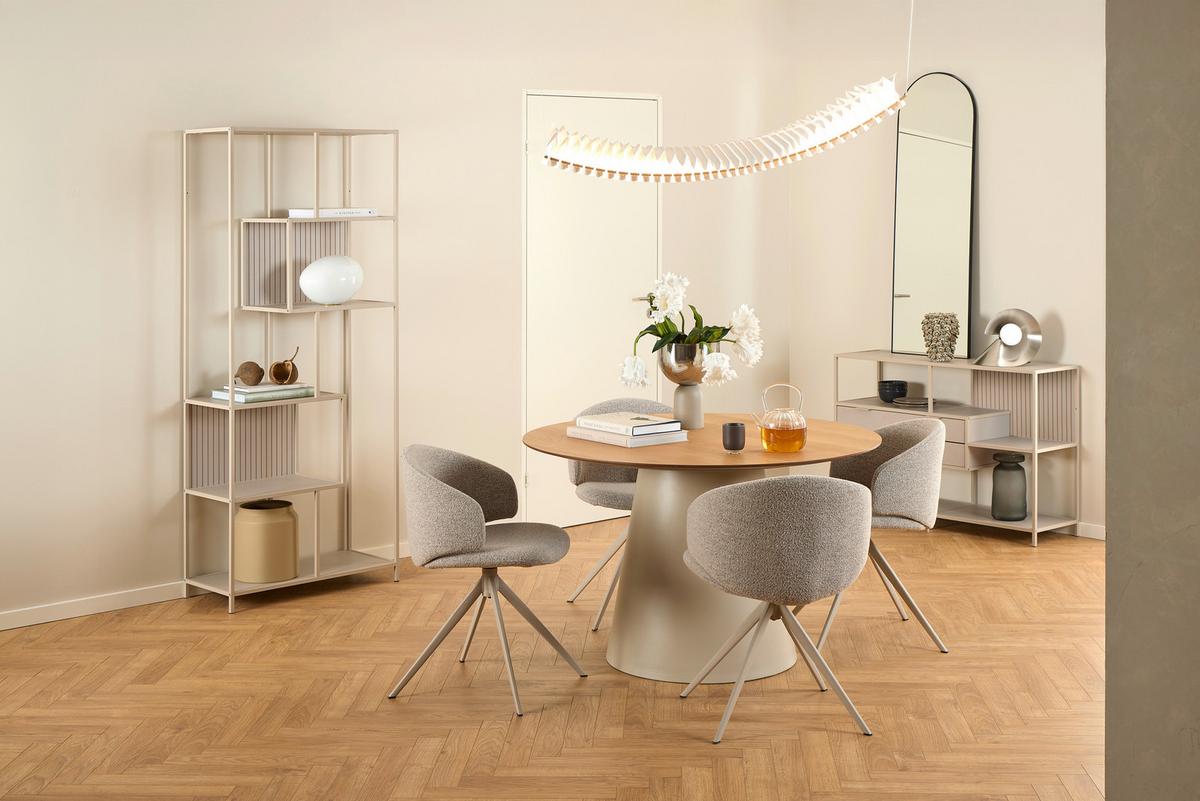 Jídelní stůl SOLI 120 - šedá/barvy dubu, Design, kov/dřevo (120/75cm) - MID.YOU