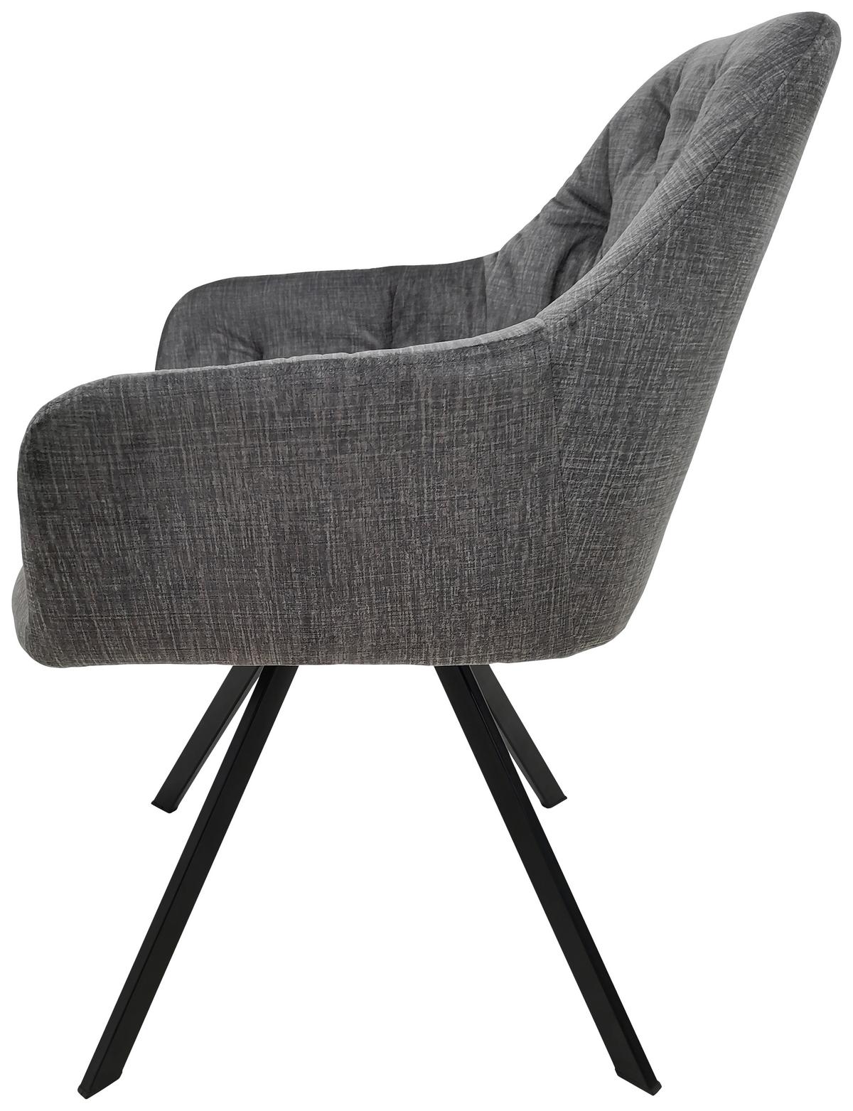 SADA STOLIČIEK S PODRÚČKAMI GEORGIA - čierna/tmavosivá, Modern, kov/textil (57/85/62cm) - MID.YOU