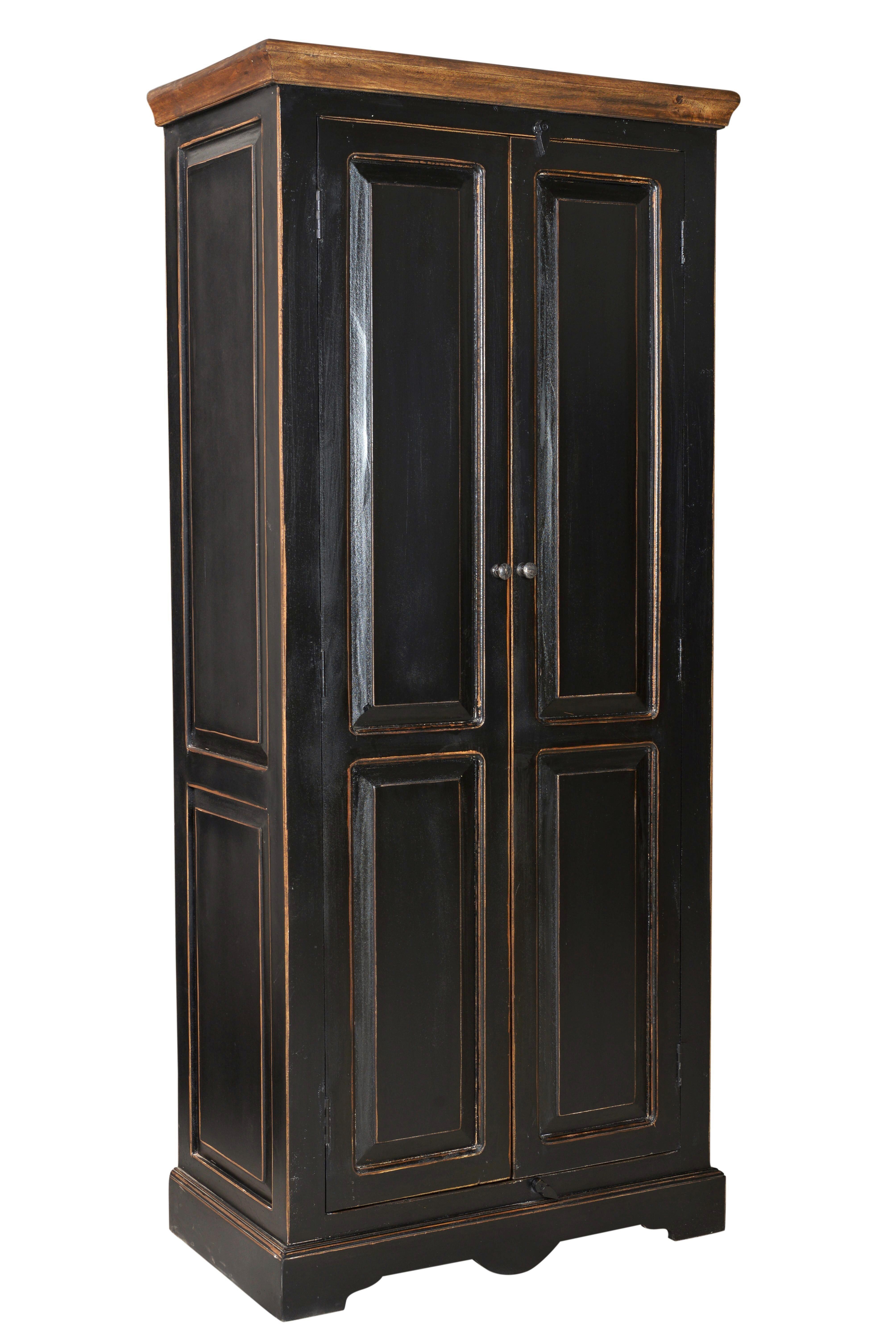 GARDEROBENSCHRANK Schwarz B: 80cm - Schwarz/Honig, Design, Holz/Holzwerkstoff (80/180/45cm) - MID.YOU