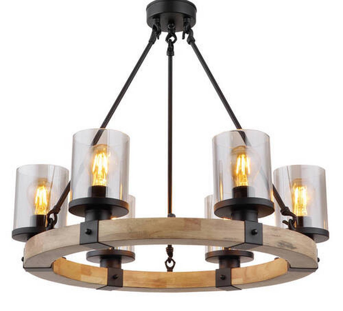 Függőlámpa 15555-6h - sötétbarna/fekete, Natur, műanyag/Üveg (59/98cm) - Globo