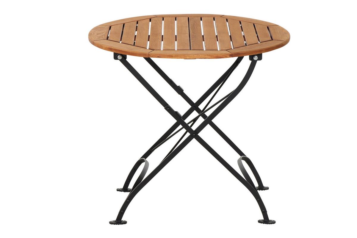 Gartentisch Klappbar Robinienholz/Metall ⌀ 85 cm - Robinienfarben/Schwarz, KONVENTIONELL, Holz/Metall (85/85/78cm) - Siena Garden