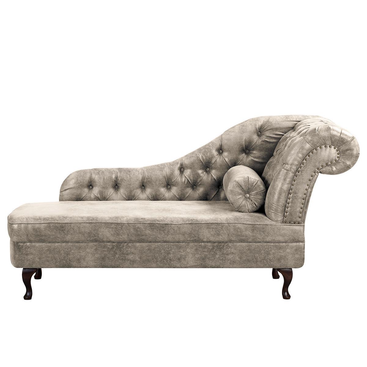 Récamiere Pako Hellgrau B: 185cm - Hellgrau/Braun, Design, Textil (185/93/75cm) - Livetastic