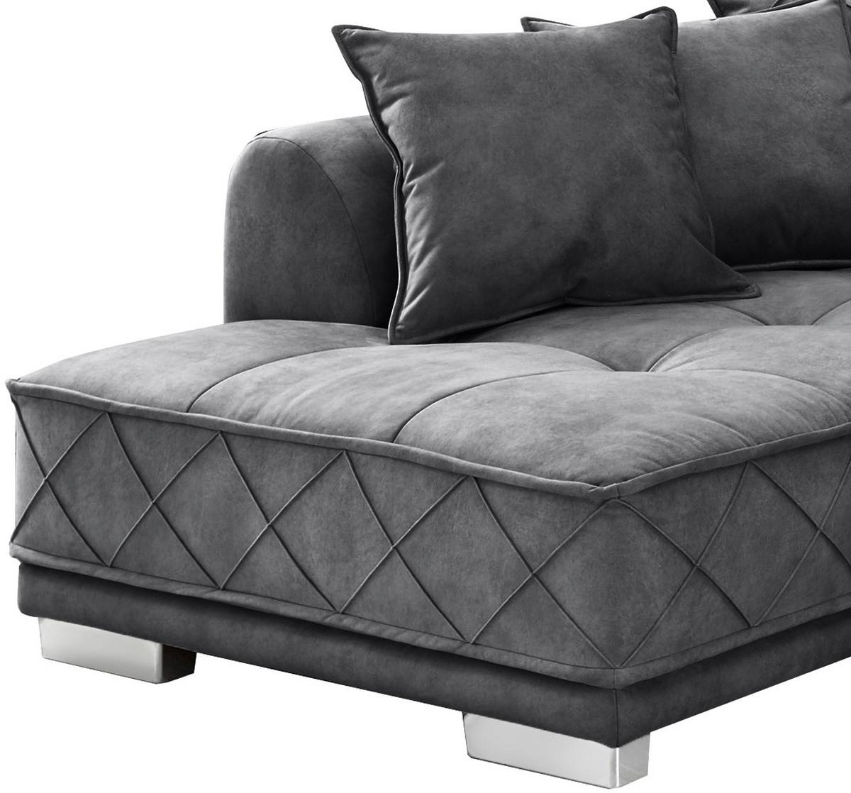 Sedací souprava ve tvaru L SENTINA antracitová - barvy stříbra/antracitová, Basics, kompozitní dřevo/textil (319/194cm) - MID.YOU