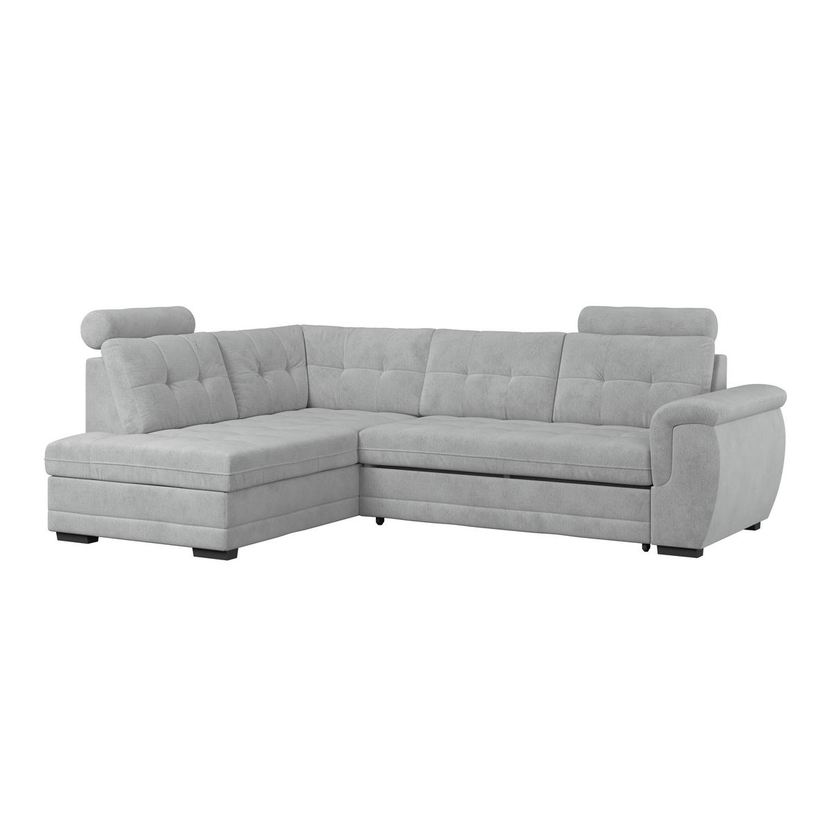 Ecksofa mit Schlaffunktion Falco new hellgrau 183x251 cm - Hellgrau/Schwarz, KONVENTIONELL, Textil (183/251cm) - Ondega