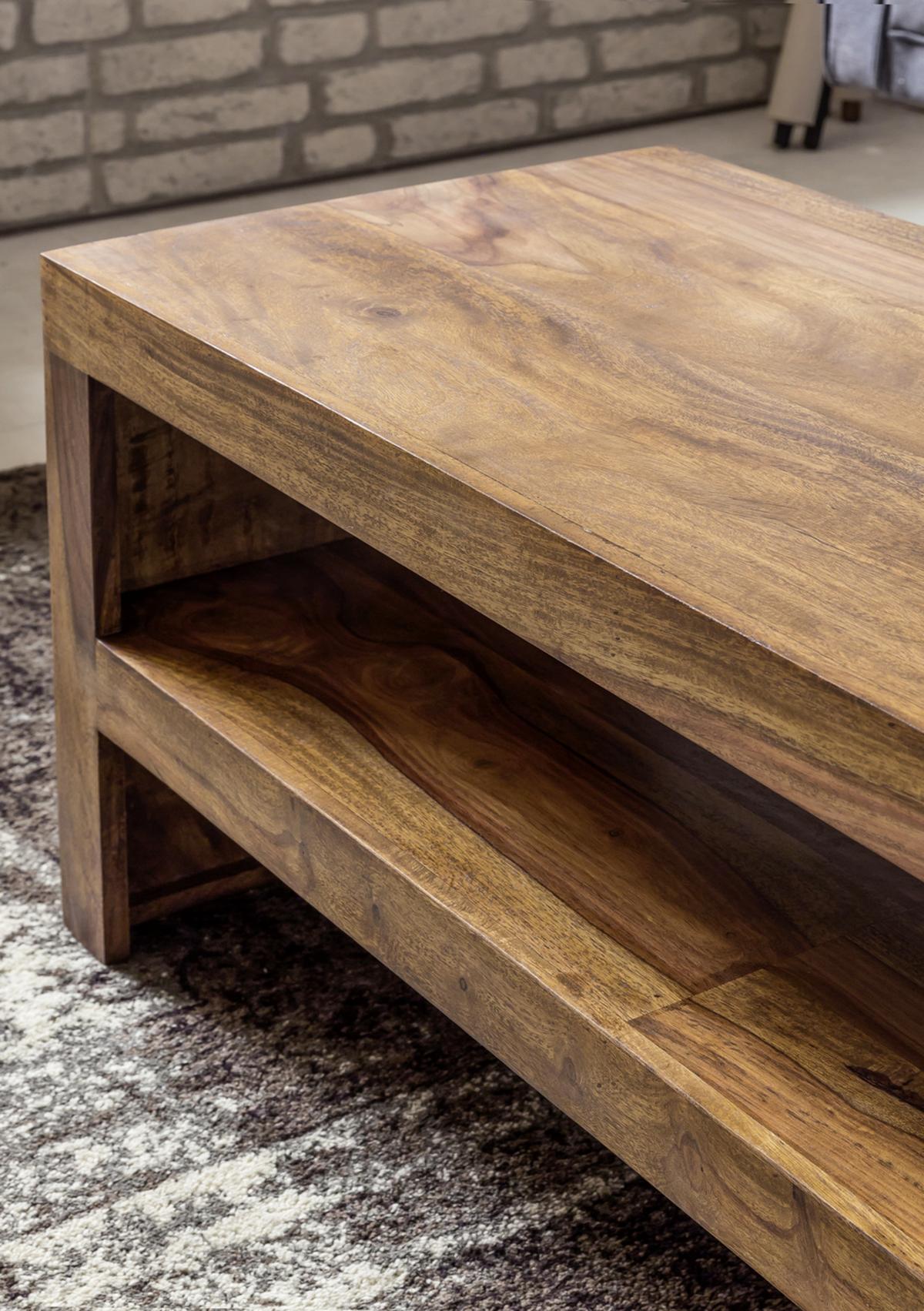 Couchtisch Holz mit Ablagefach Mumbai, Sheesham - Sheeshamfarben, Design, Holz (110/45/45cm) - MID.YOU