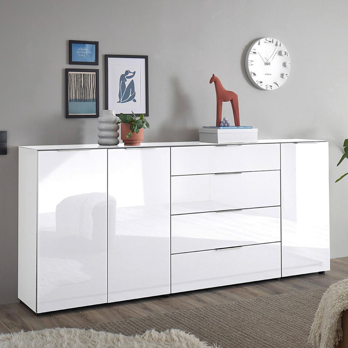 ŠIROKÁ KOMODA SIENA -EXKLUSIV- - čierna/biela, Modern, kov/kompozitné drevo (226/99/40cm) - Mömax