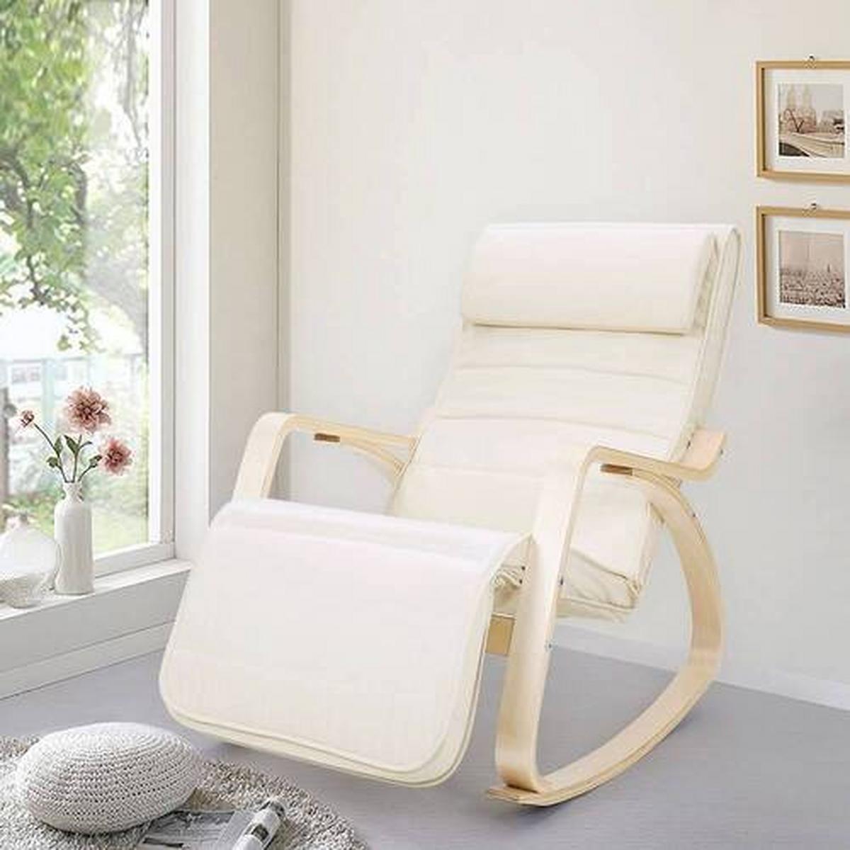 Relaxačné kreslo s vankúšom béžové - béžová, Trend, drevo/textil (115/91/55cm) - Boxxx