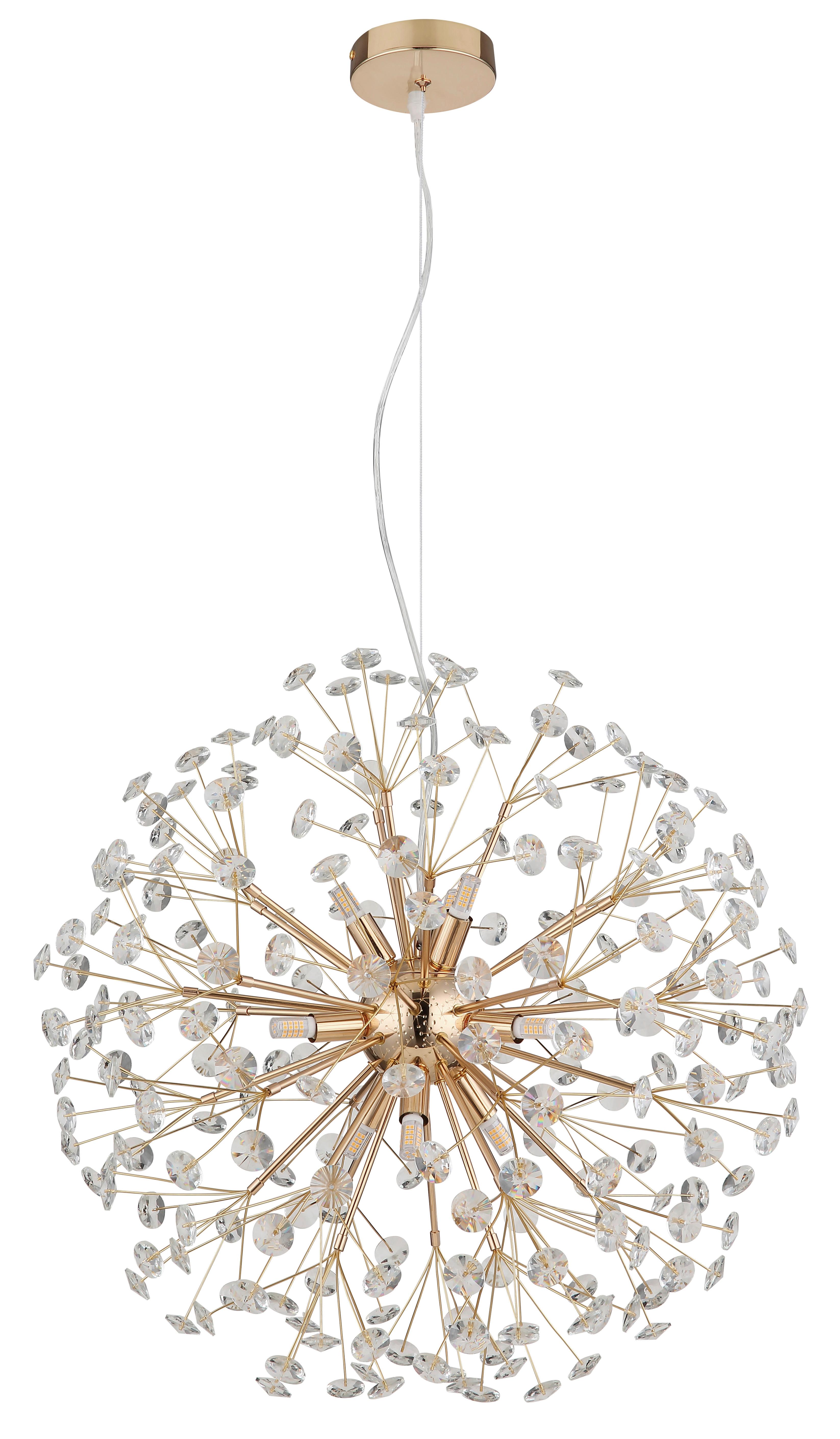 Kristály Függőlámpa 64135h2 Katrina - aranyszínű/áttetsző, Lifestyle, műanyag/üveg (60/150cm) - Globo