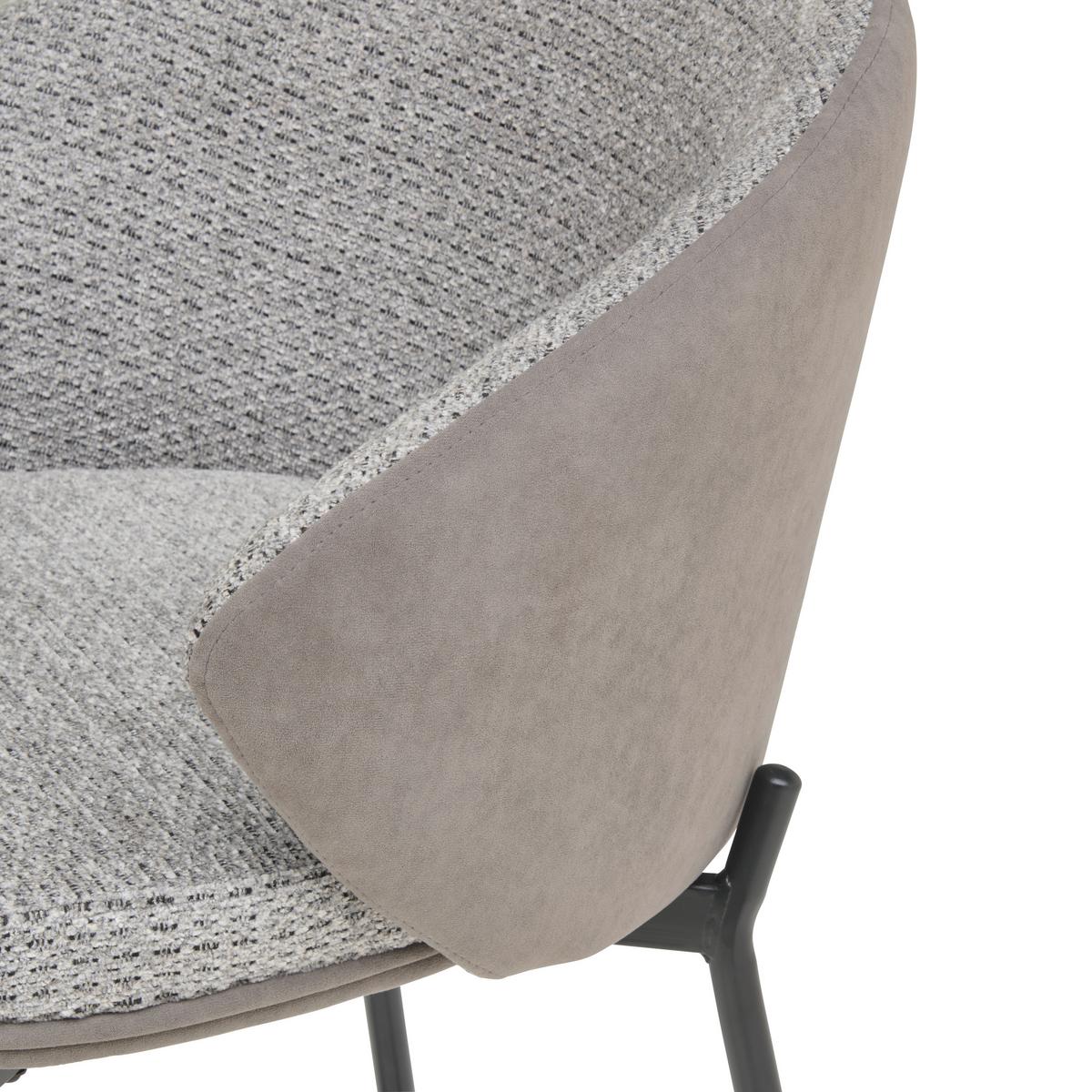 Barhocker Corey Samt Grau B: 53,5 Cm - Schwarz/Grau, MODERN, Textil/Metall (53,5/101/54cm) - MID.YOU