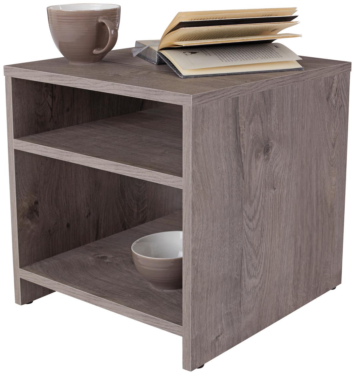 Beistelltisch 2 Ablagefächer Luca Ribbeck Eiche Dekor - Grau, MODERN, Holzwerkstoff (40/40/37cm)