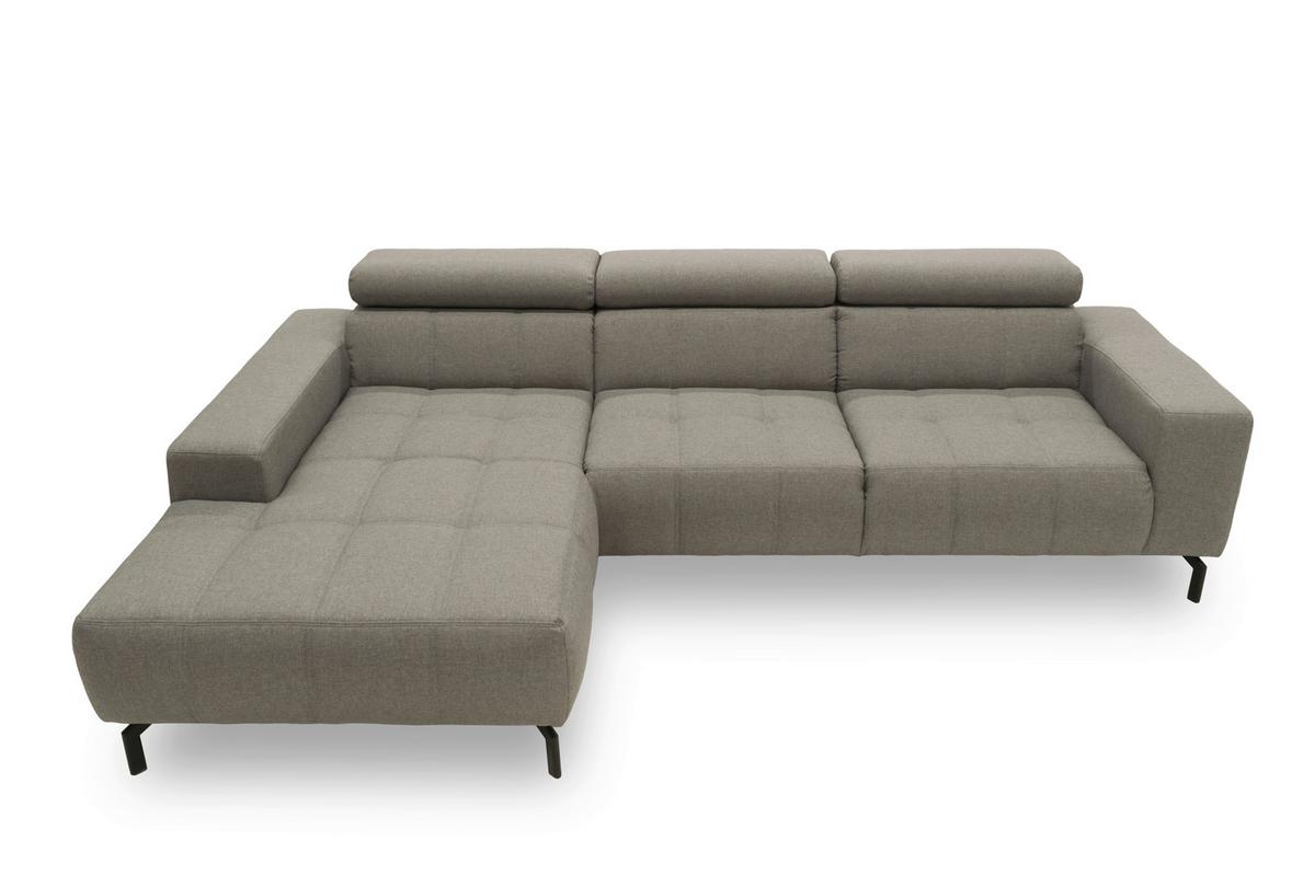 Silberfarbenes, gepolstertes Ecksofa mit Armlehnen