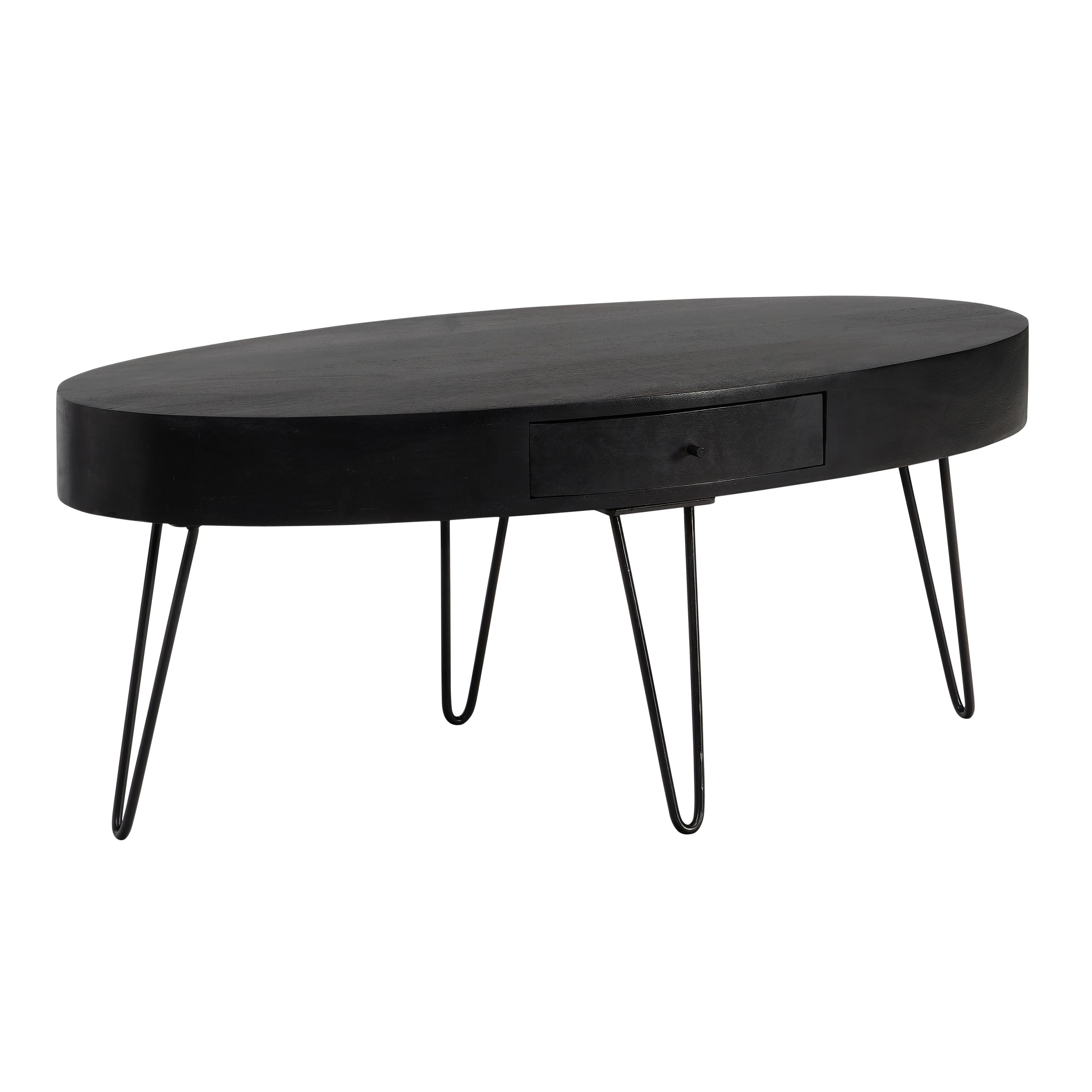 Konferenčný stolík čierna, drevo - čierna, Design, kov/drevo (100/50/40cm) - MID.YOU
