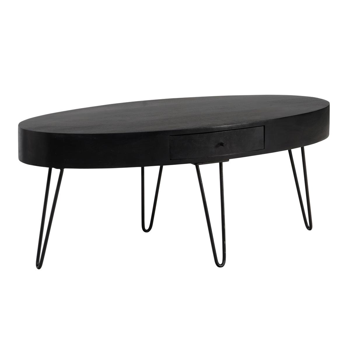 Konferenčný stolek, černá, dřevo - černá, Design, kov/dřevo (100/50/40cm) - MID.YOU