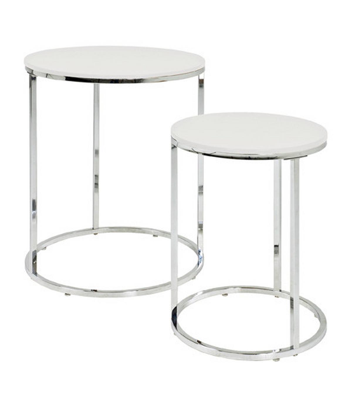 Satztisch, Set Aus 2 Tischen Frankfurt Weiß/Chromfarben - Chromfarben/Weiß, Basics, Holzwerkstoff/Metall (30/40/40/50cm)