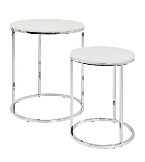 Satztisch, Set Aus 2 Tischen Frankfurt Weiß/Chromfarben