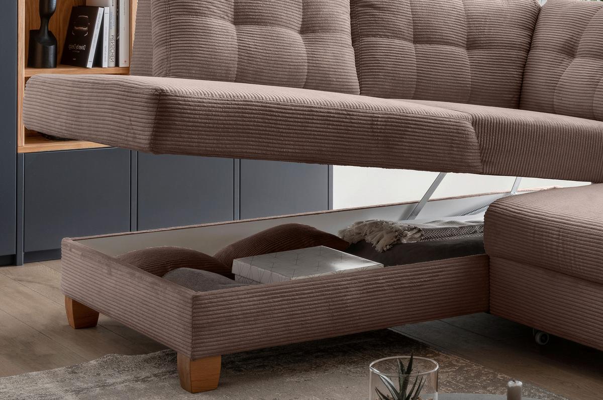 Ecksofa Brizzini Goldfarben S: 206x274 Cm - Graubraun/Naturfarben, MODERN, Textil (206/274cm) - Livetastic