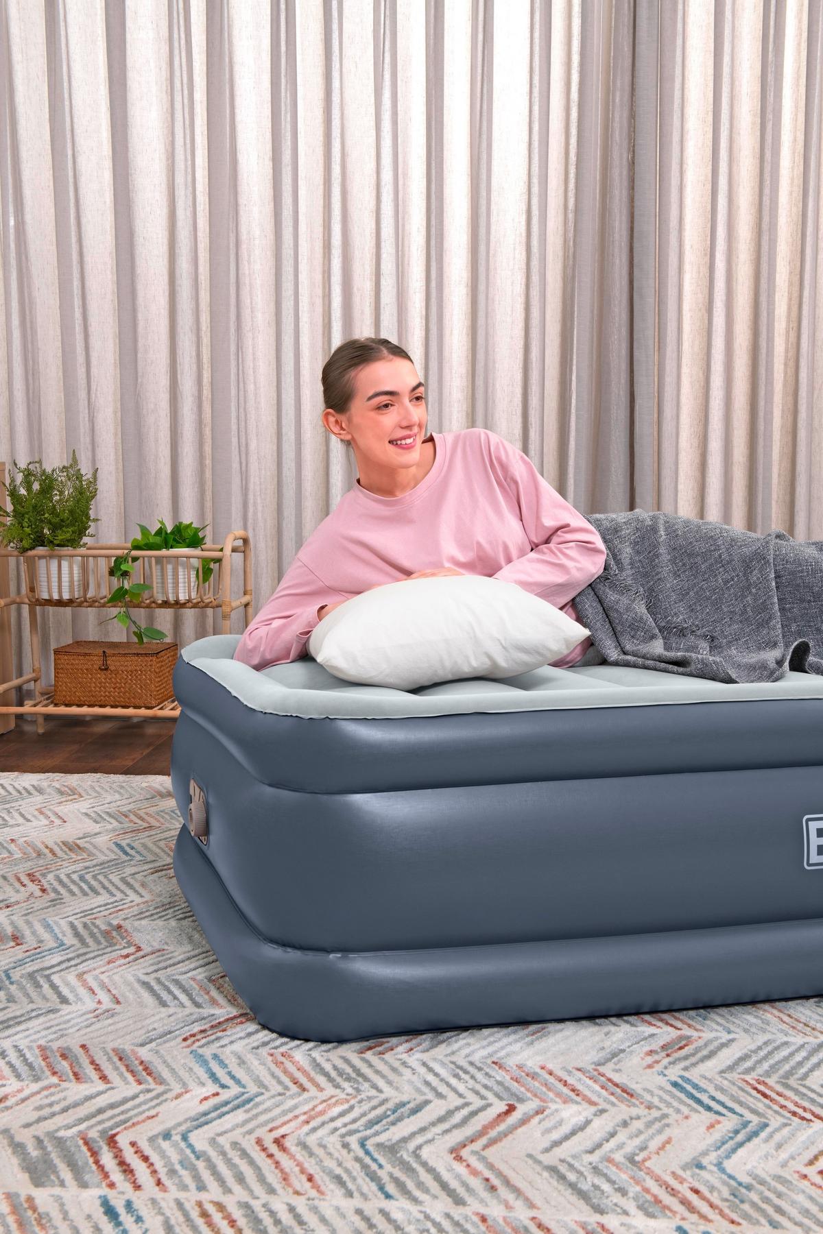 Luftbett Günther 191x97x51 cm Bis 150kg, inkl. Pumpe - Dunkelblau/Grau, KONVENTIONELL, Kunststoff/Metall (191/97/51cm) - Bestway